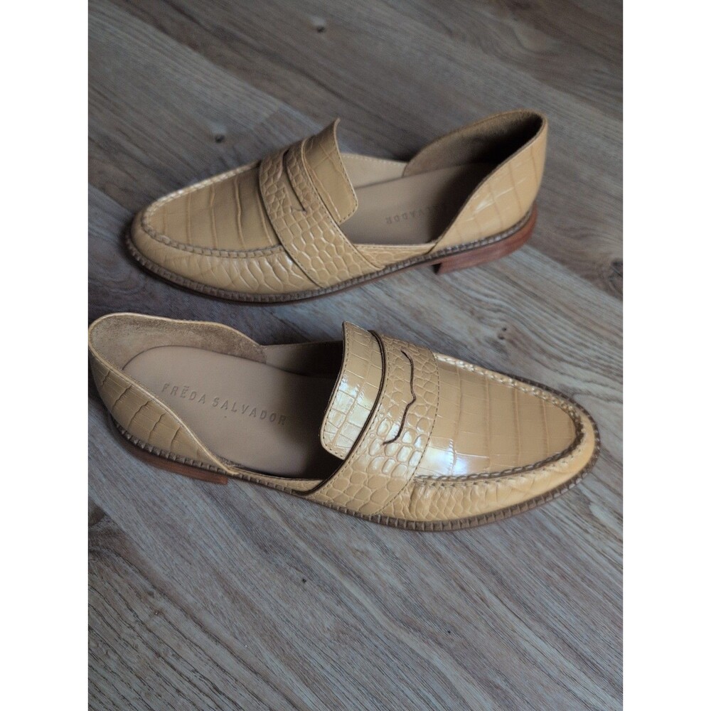 FREDA SALVADOR Tash D'Orsay Oxford Loafer Embossed Croc Womens 8.5